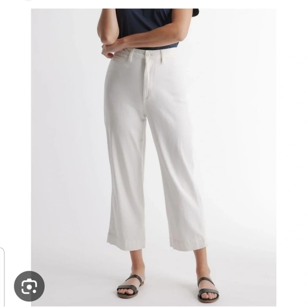 Quince Stretch Cotton Twill Wide-Leg Crop Pant Size 26